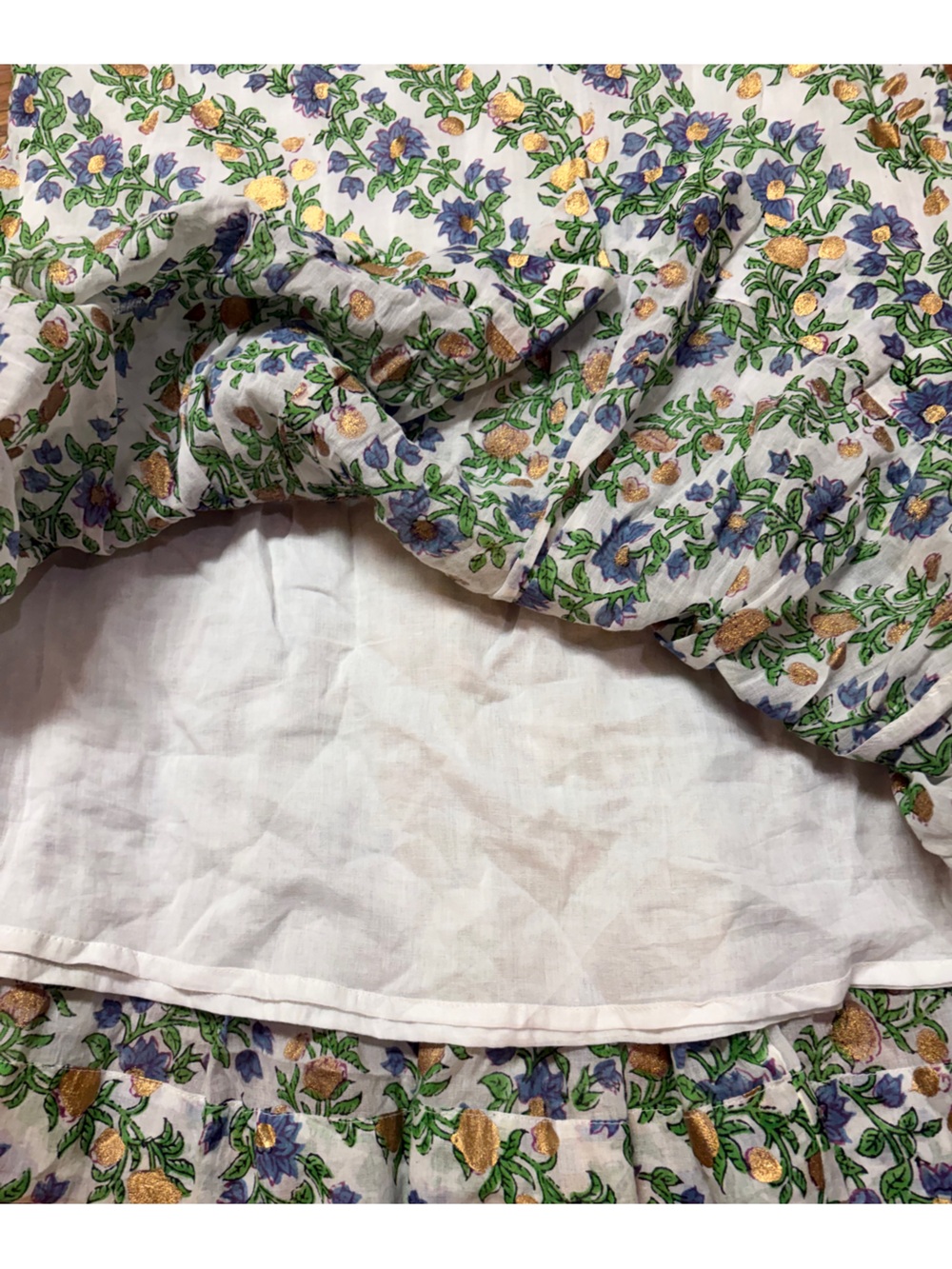 Oliphant Floral Mini Dress in Cream, Blue, Green - Picture 9 of 11